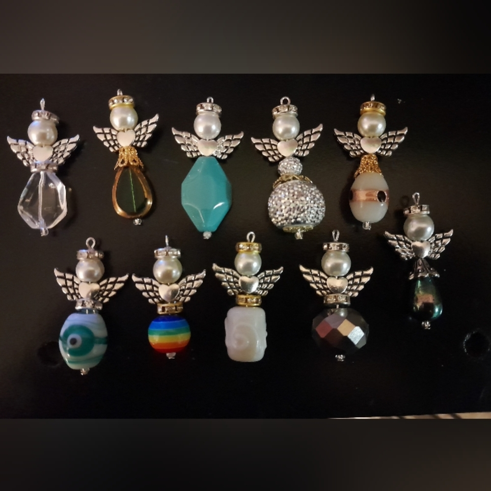 Handmade beaded angel ornaments